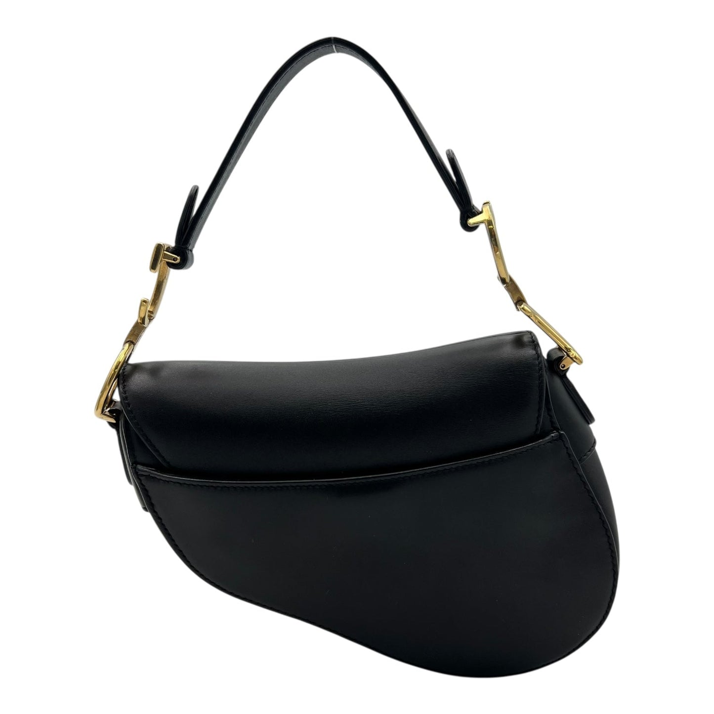 Saddle Shoulder Bag Mini Black in Calfskin, Gold hardware