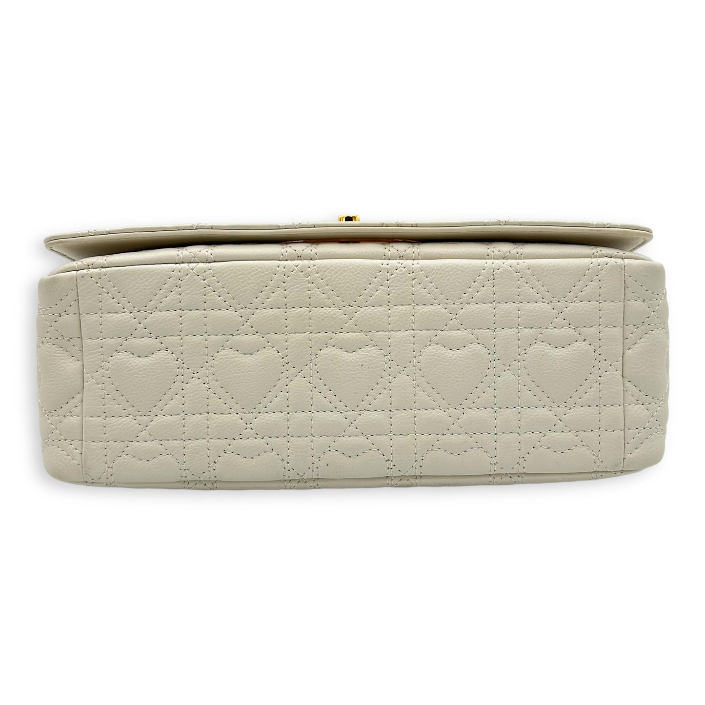 Caro Medium White Crossbody Bag in Calfskin, Gold hardware