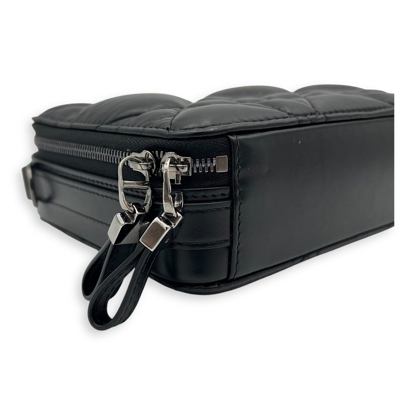 Caro Shoulder Bag Box Black in Calfskin, Gunmetal hardware