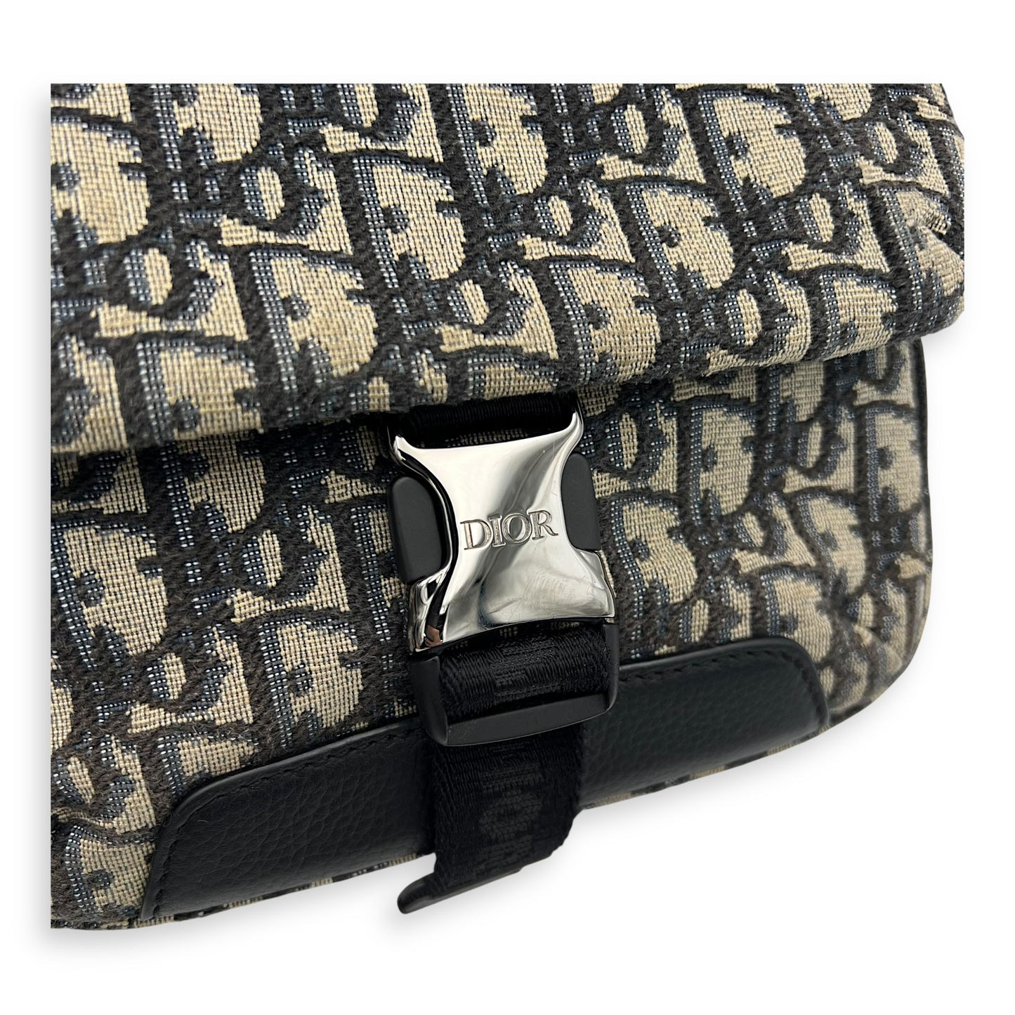 Oblique Blue Crossbody Bag in Jacquard, Silver hardware