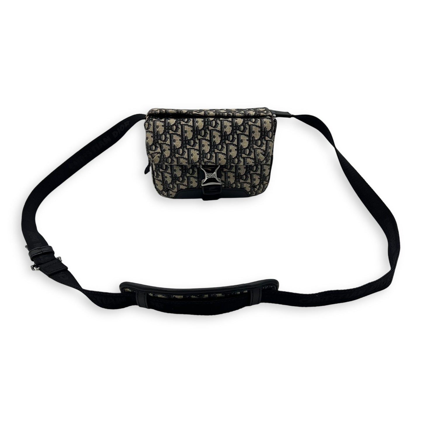 Oblique Blue Crossbody Bag in Jacquard, Silver hardware