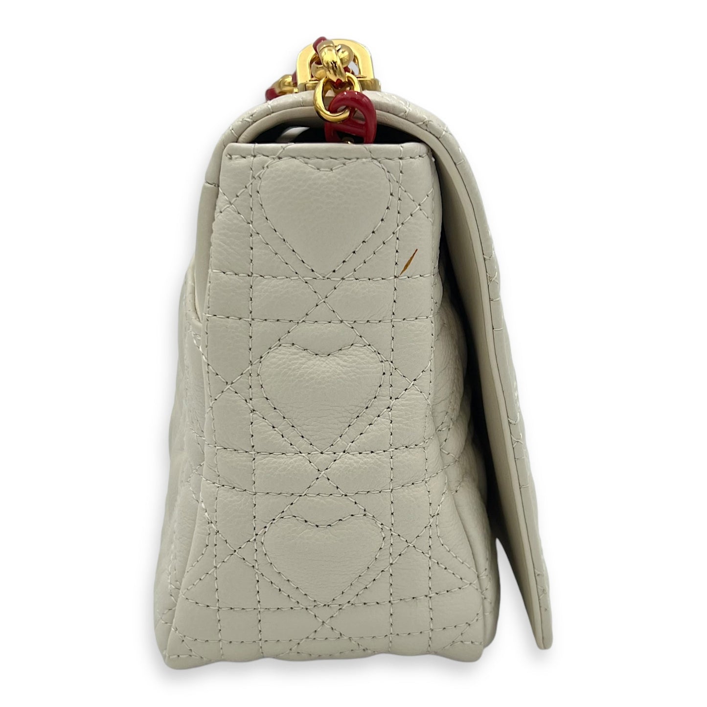 Caro Medium White Crossbody Bag in Calfskin, Gold hardware