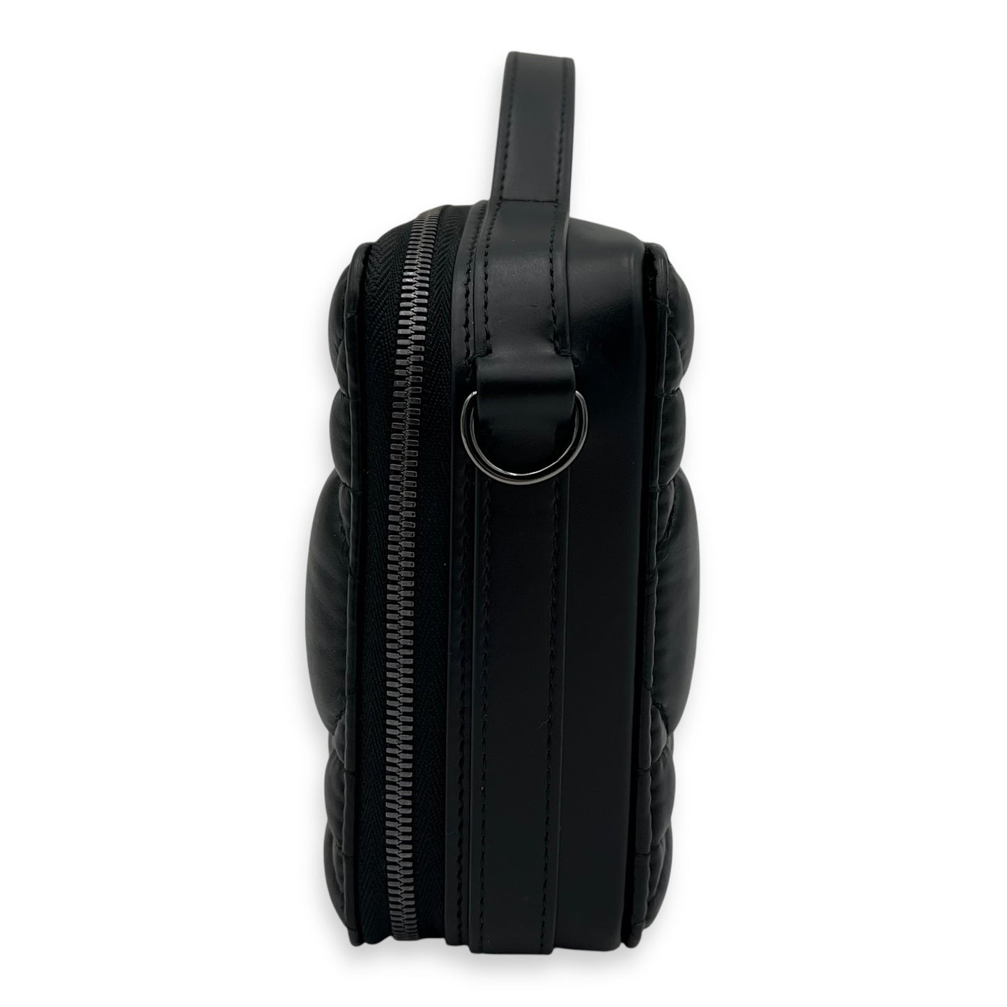 Caro Shoulder Bag Box Black in Calfskin, Gunmetal hardware