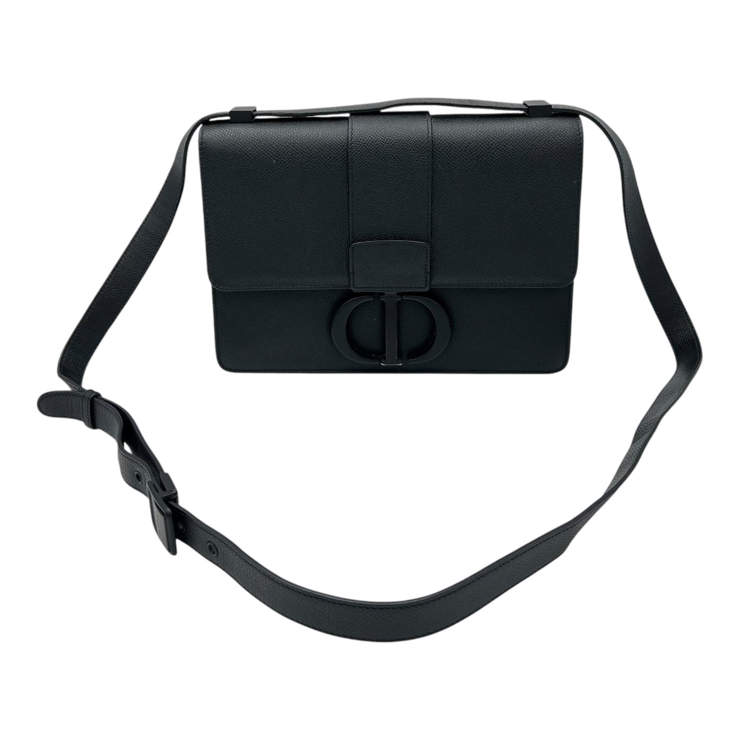 30 Montaigne Shoulder Bag Black in Calfskin, Lacquered Metal hardware