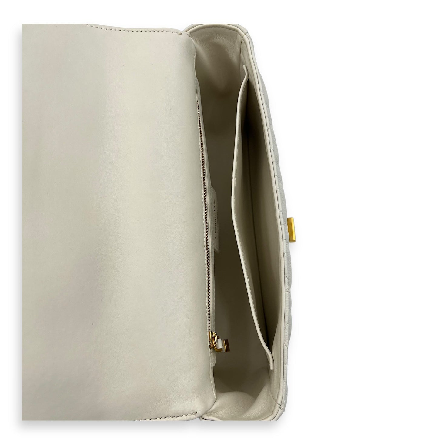 Caro Medium White Crossbody Bag in Calfskin, Gold hardware