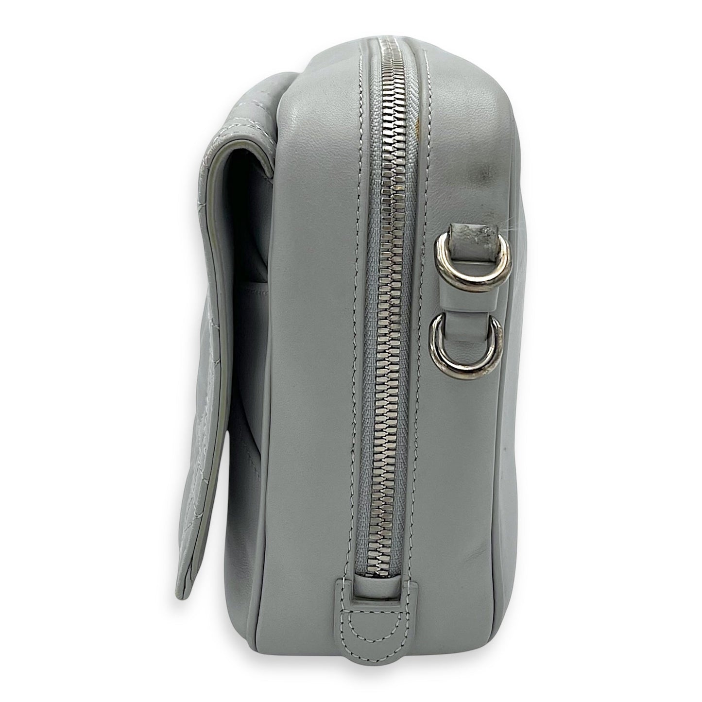 Stardust Crossbody Bag Grey in Lambskin, Silver hardware