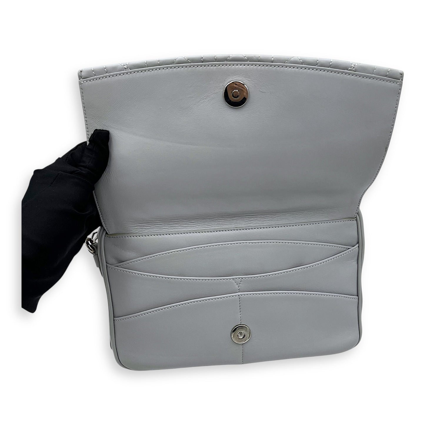 Stardust Crossbody Bag Grey in Lambskin, Silver hardware