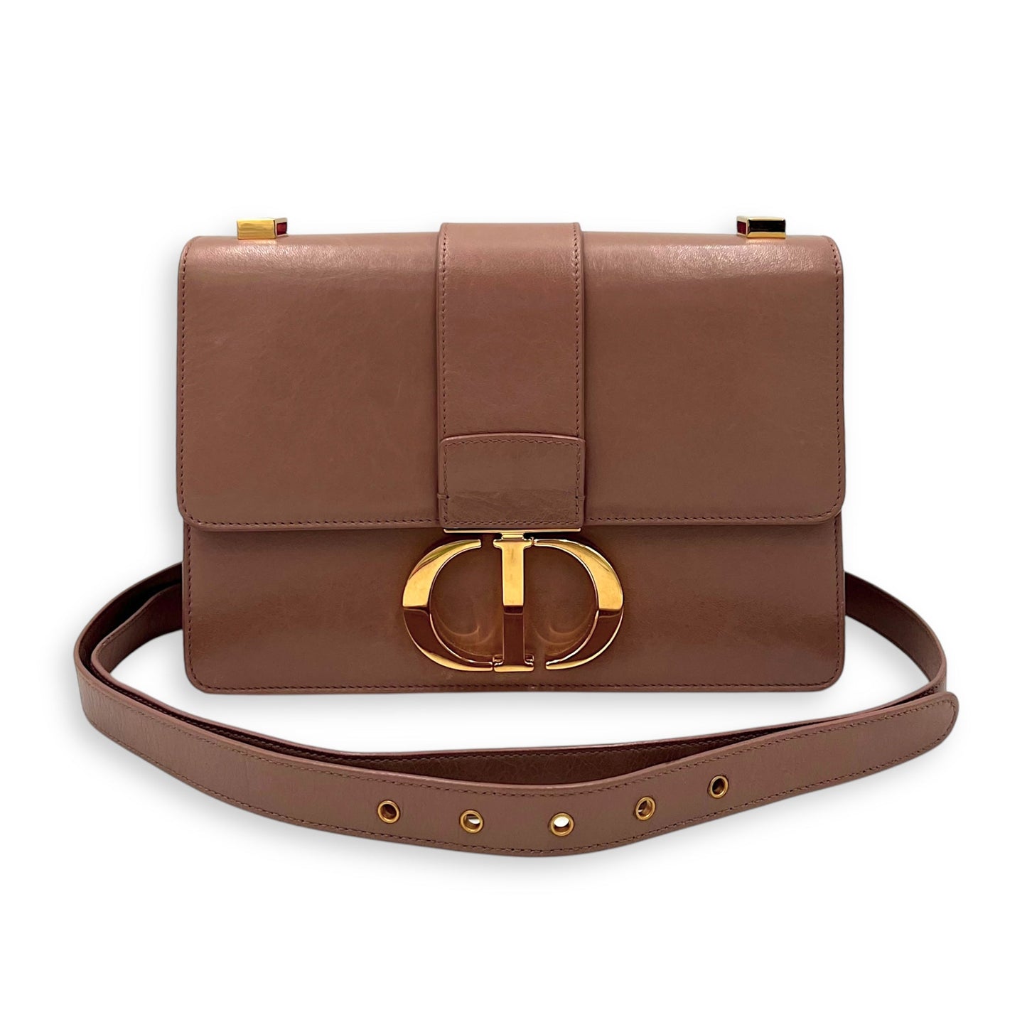30 Montaigne Medium Shoulder bag in Calfskin, Gold Hardware
