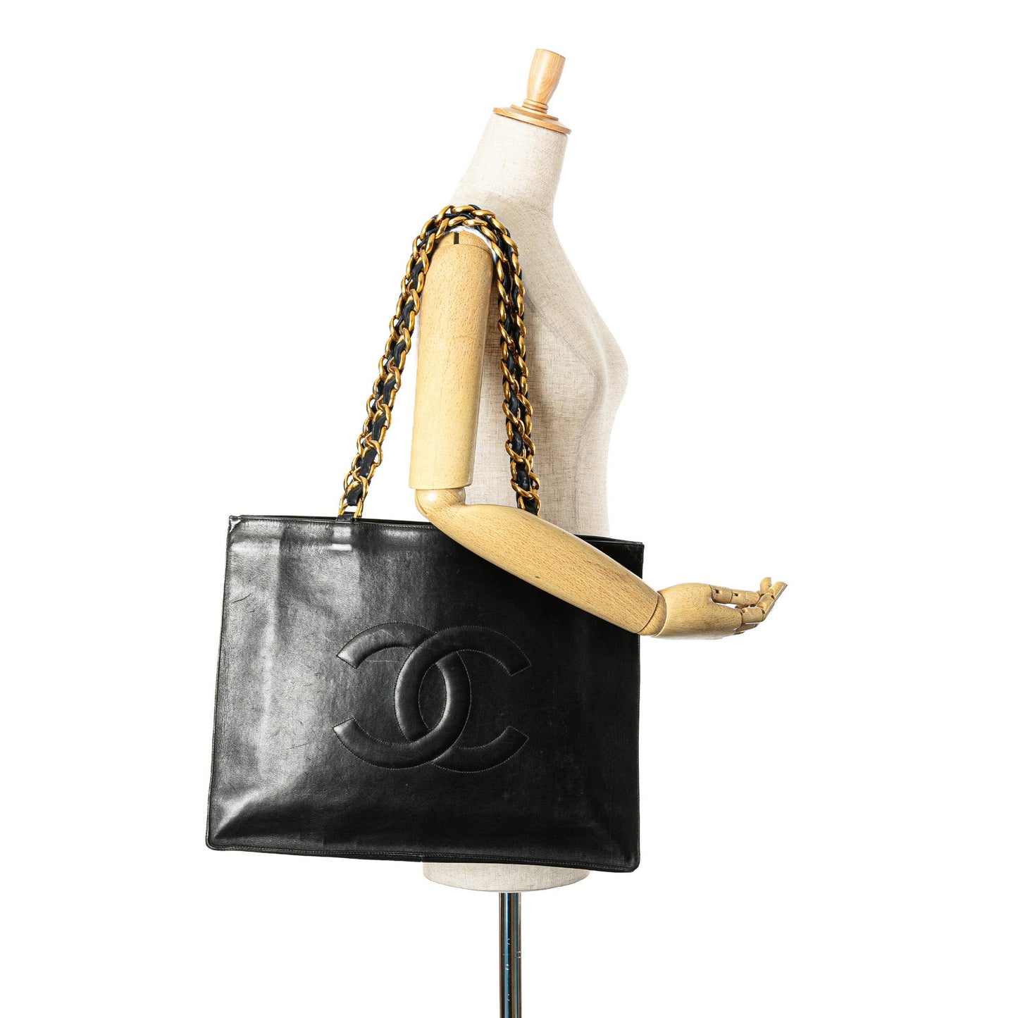 Black Chanel CC Lambskin Chain Tote