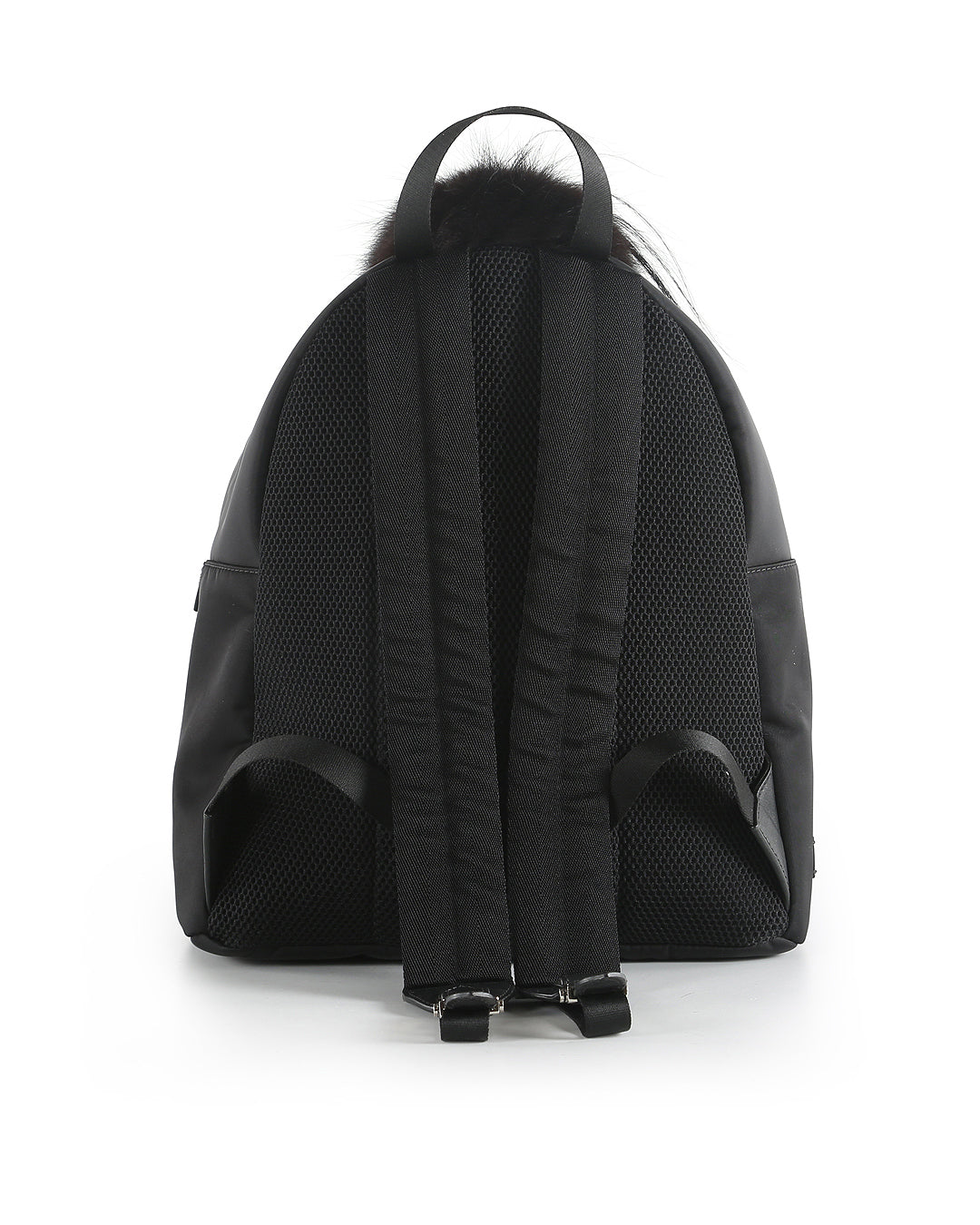 FENDI Black Nylon, Leather, and Fur Monster Eyes Backpack