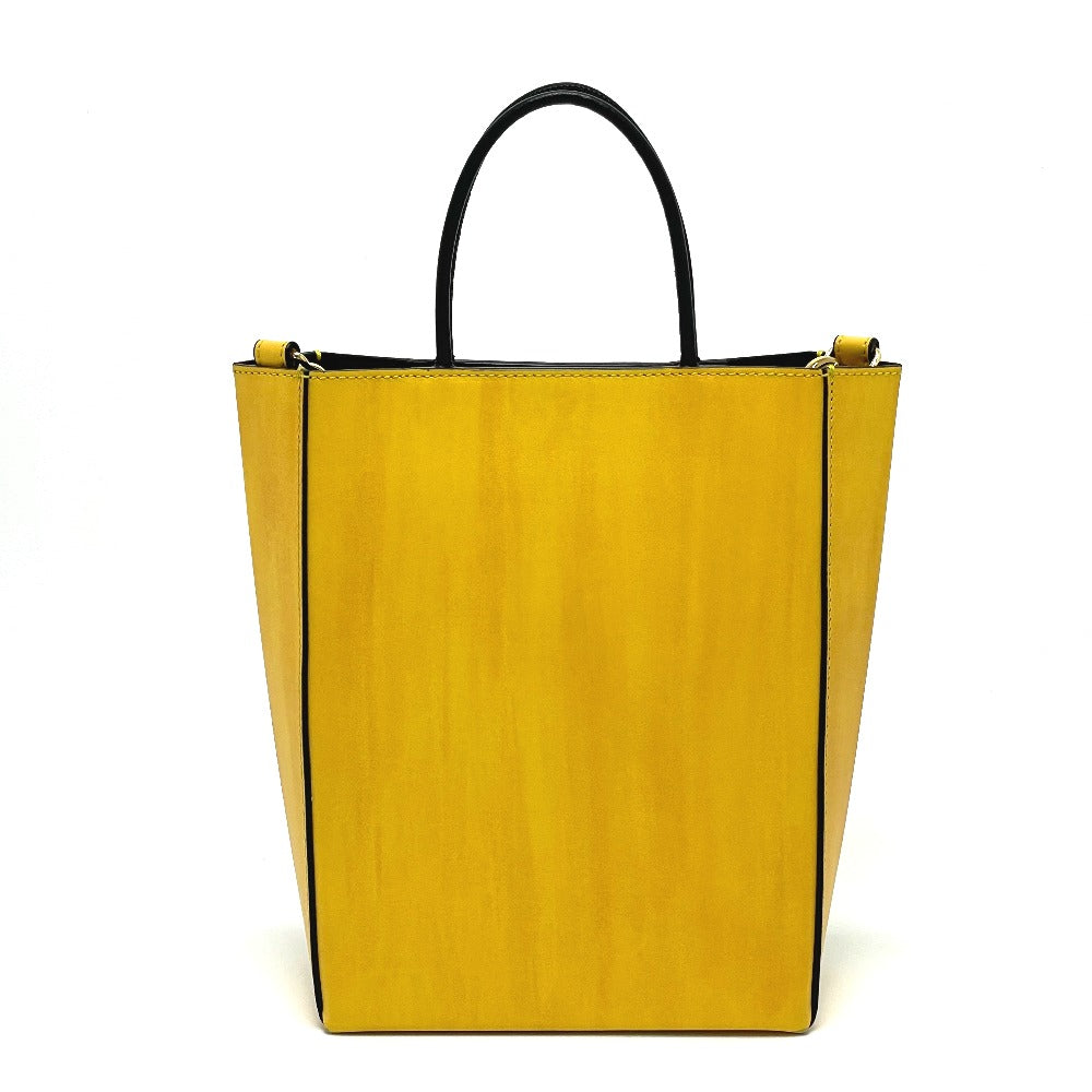 FENDI Shoulder Bag 7VA512 Leather, Calf Leather yellow logo 2WAY small Women Used