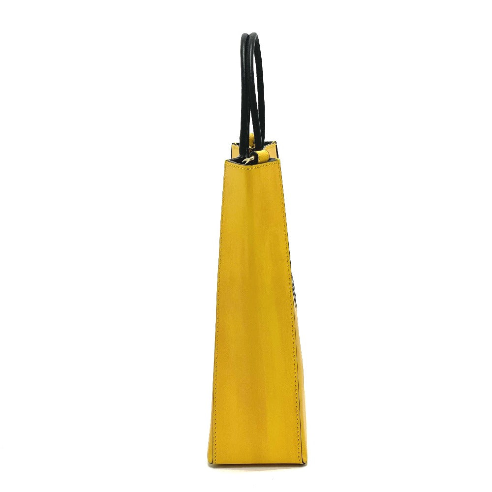 FENDI Shoulder Bag 7VA512 Leather, Calf Leather yellow logo 2WAY small Women Used