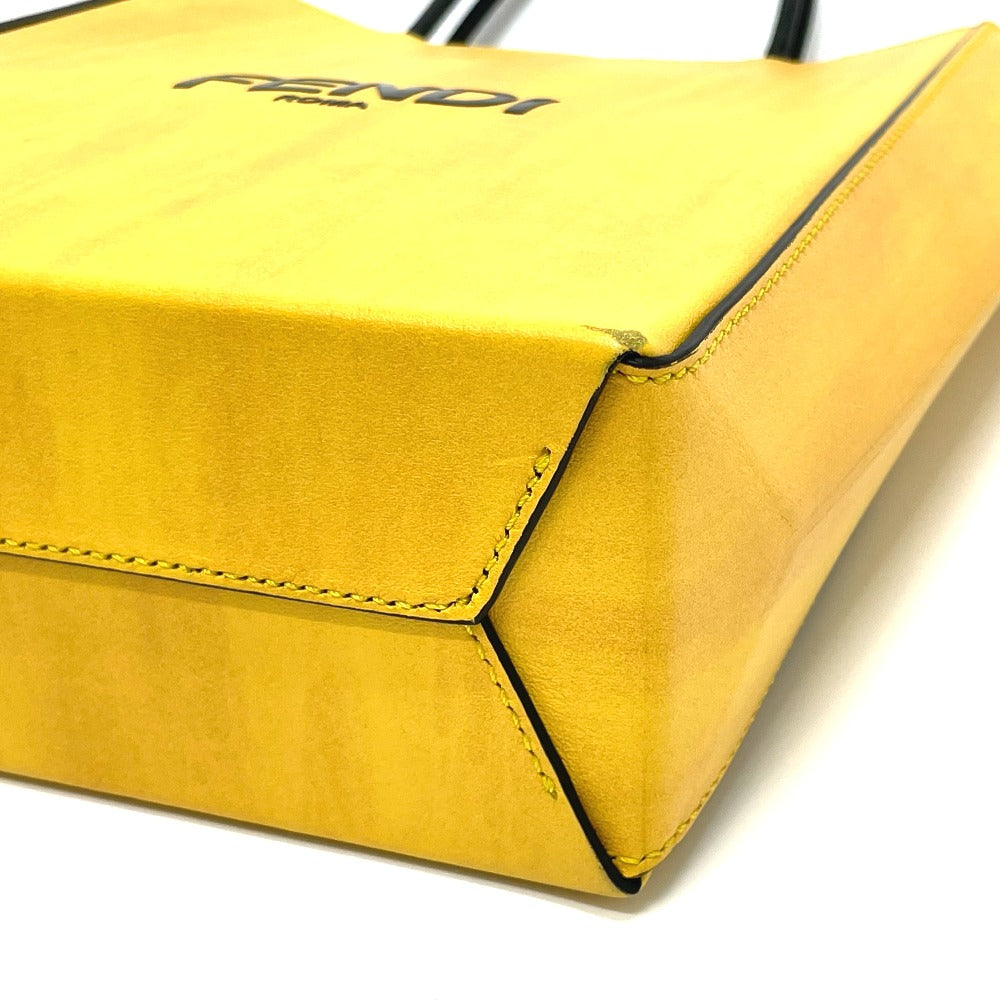 FENDI Shoulder Bag 7VA512 Leather, Calf Leather yellow logo 2WAY small Women Used