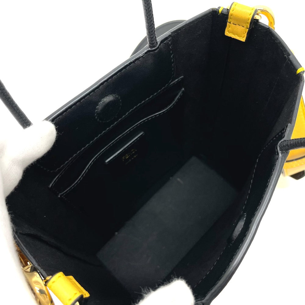 FENDI Shoulder Bag 7VA512 Leather, Calf Leather yellow logo 2WAY small Women Used