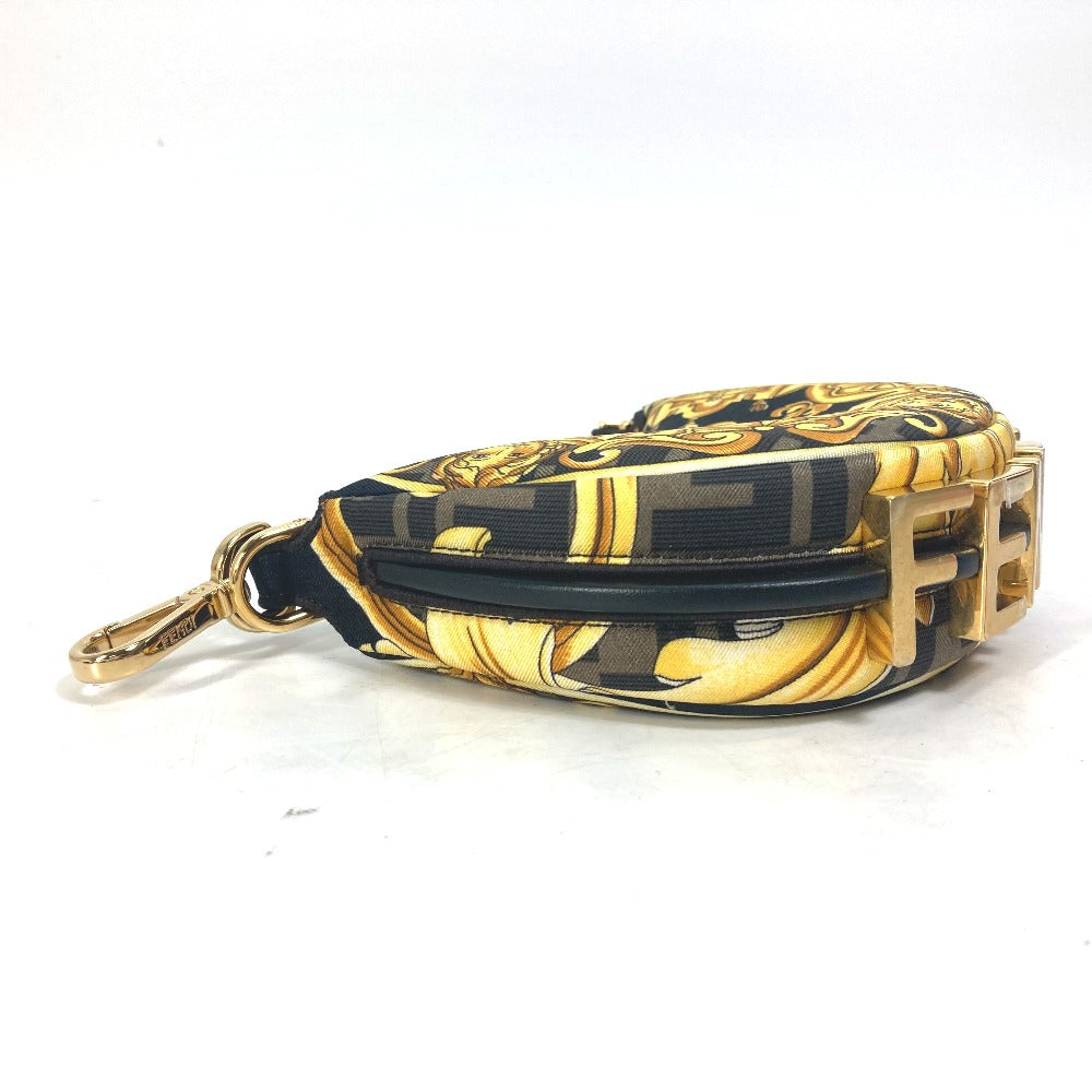 FENDI Handbag 7AS089 Nylon / leather yellow Nano Fendigraphy Fendace FENDACE Women Used