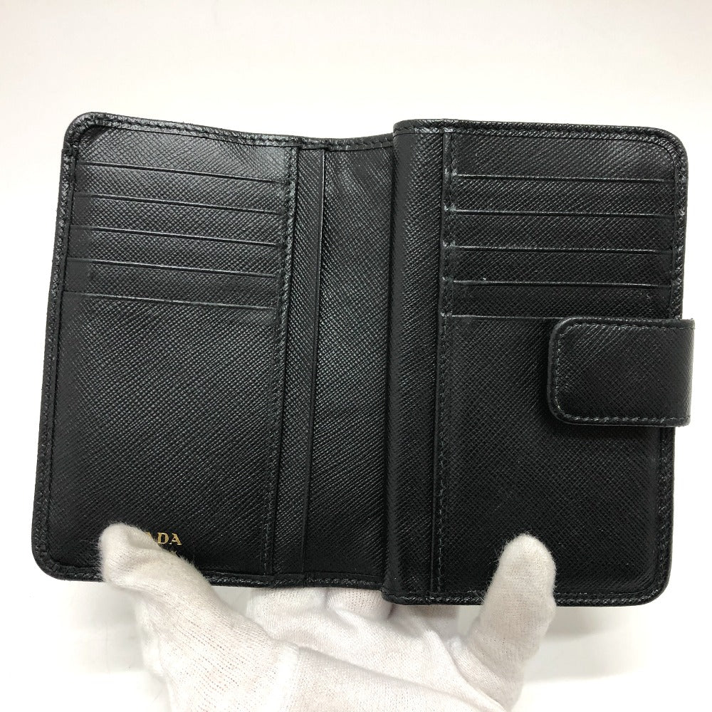 PRADA Folded wallet 1ML225 Nylon leather black triangle plate Women Used