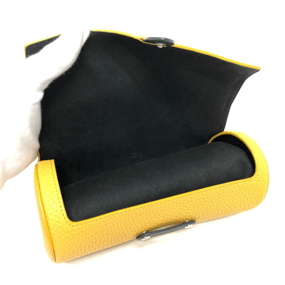 FENDI Accessory pouch 7AS073 leather yellow Watch case Watch case Women Used