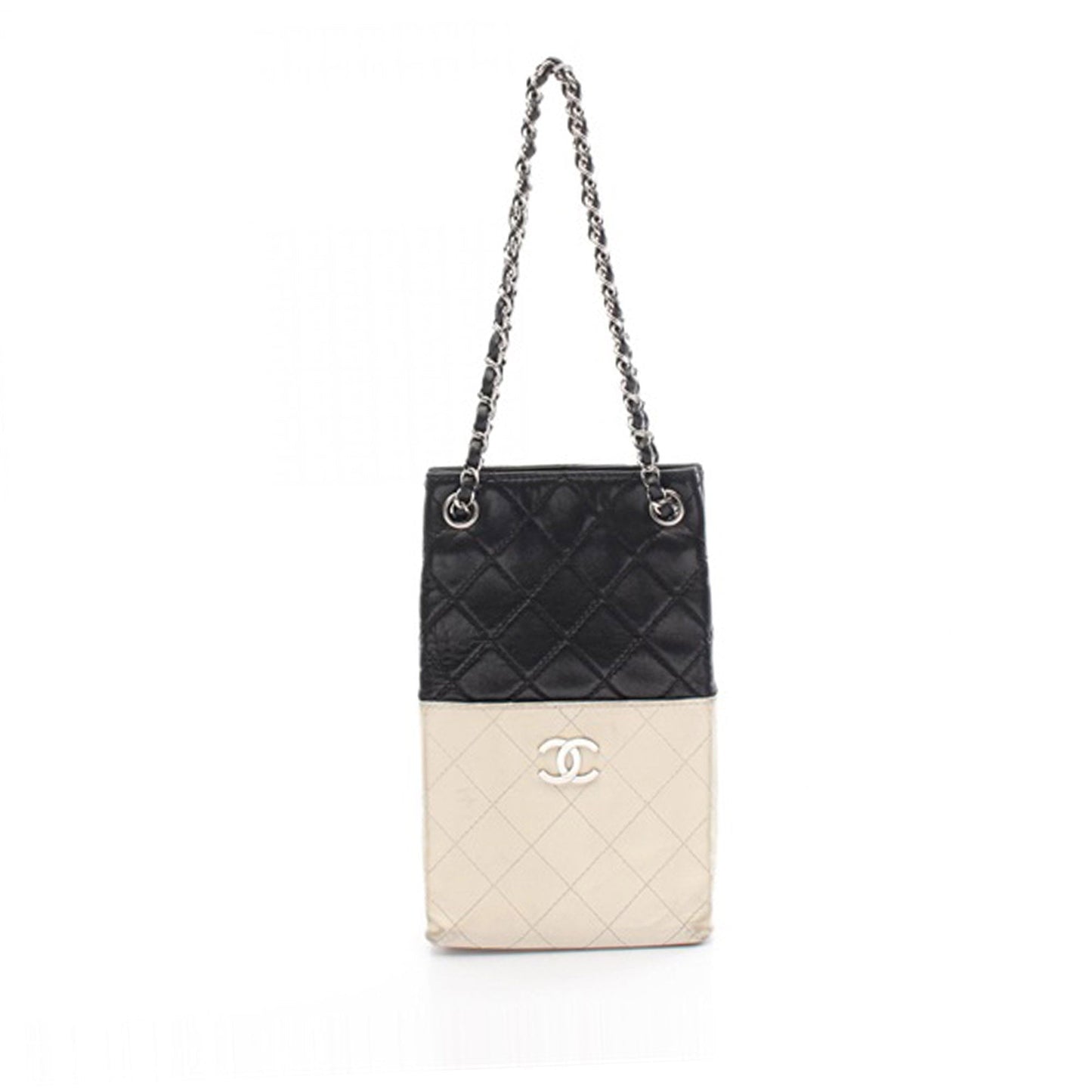 Black Chanel Bicolor Quilted Lambskin Vertical Shopping Tote