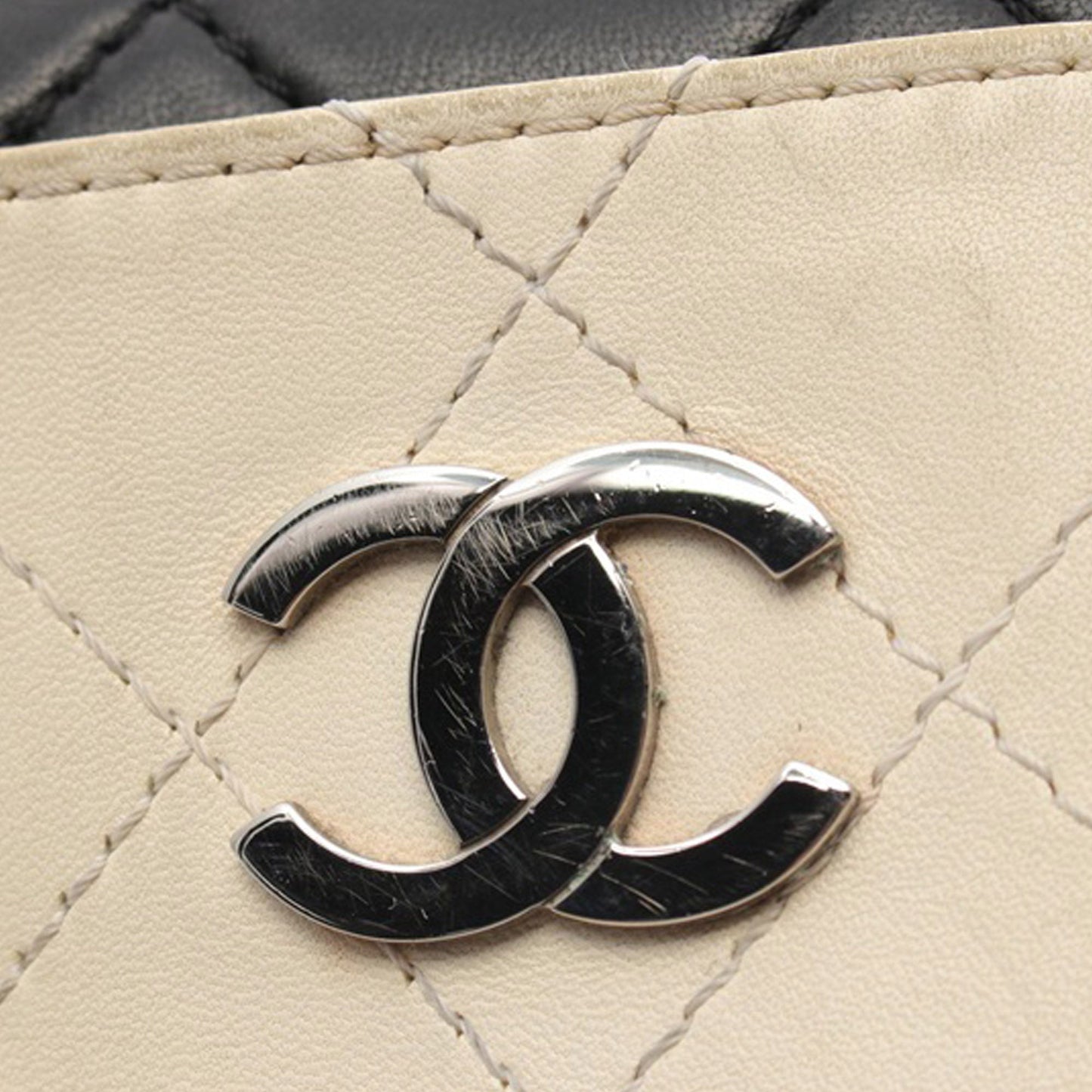 Black Chanel Bicolor Quilted Lambskin Vertical Shopping Tote