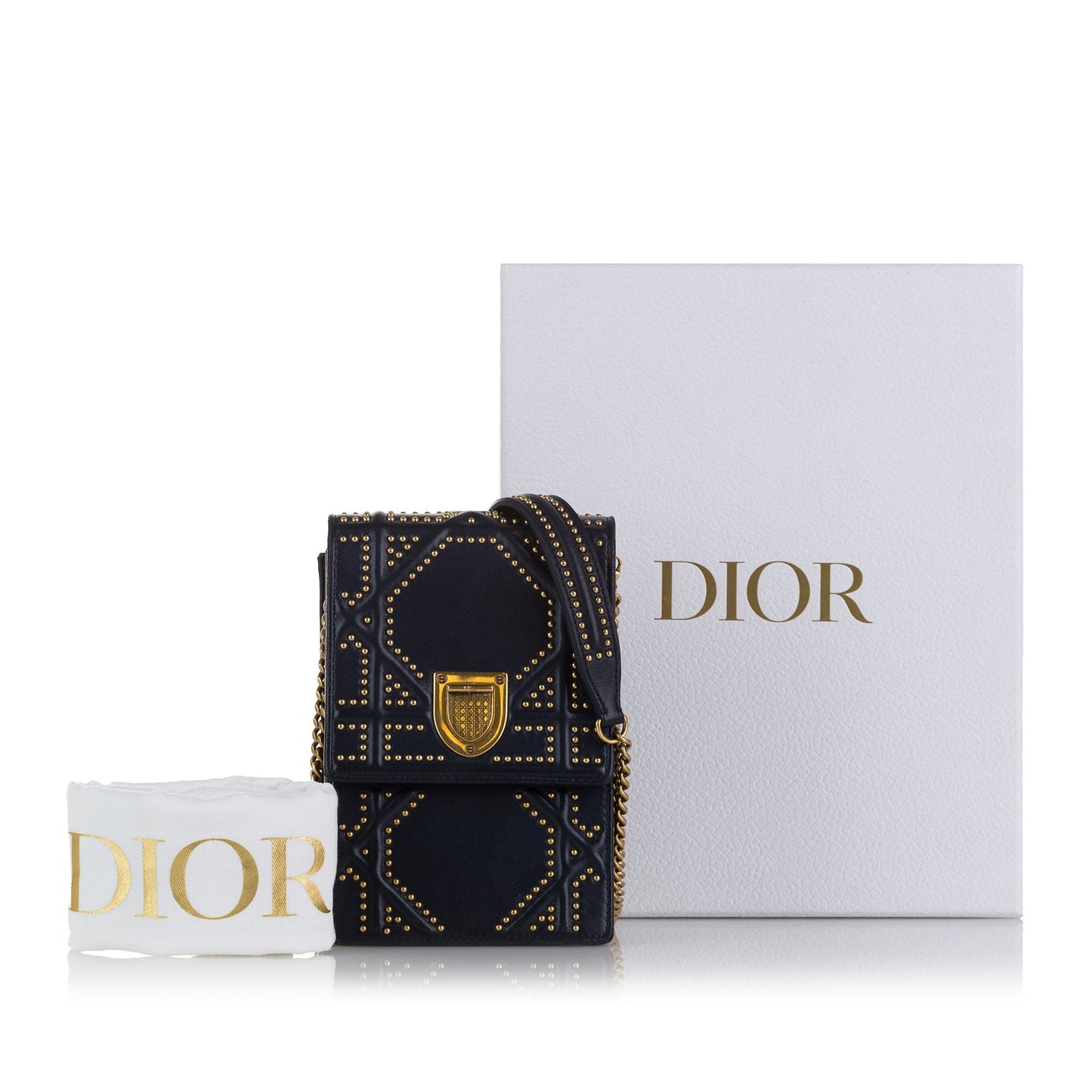 Blue Dior Diorama Vertical Clutch Crossbody Bag