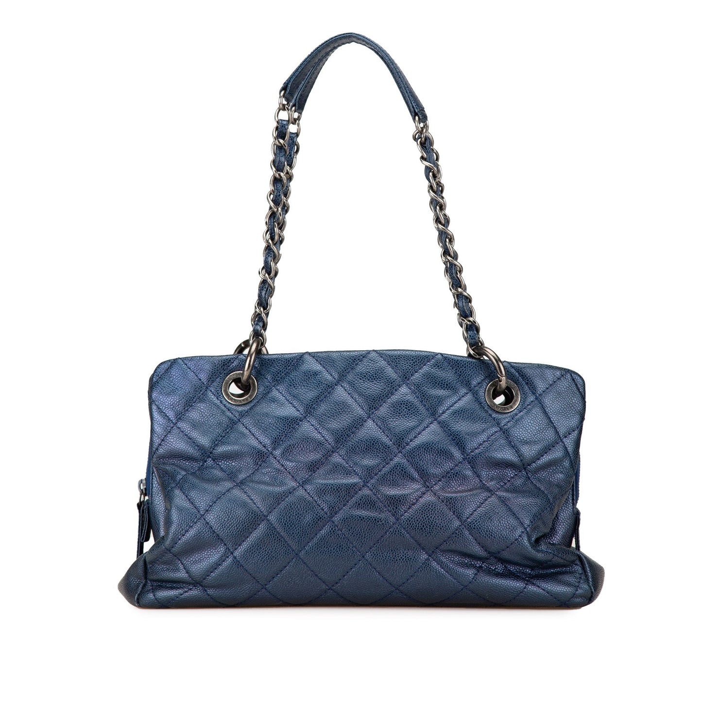 Blue Chanel Quilted Iridescent Caviar Chic Shopping Tote