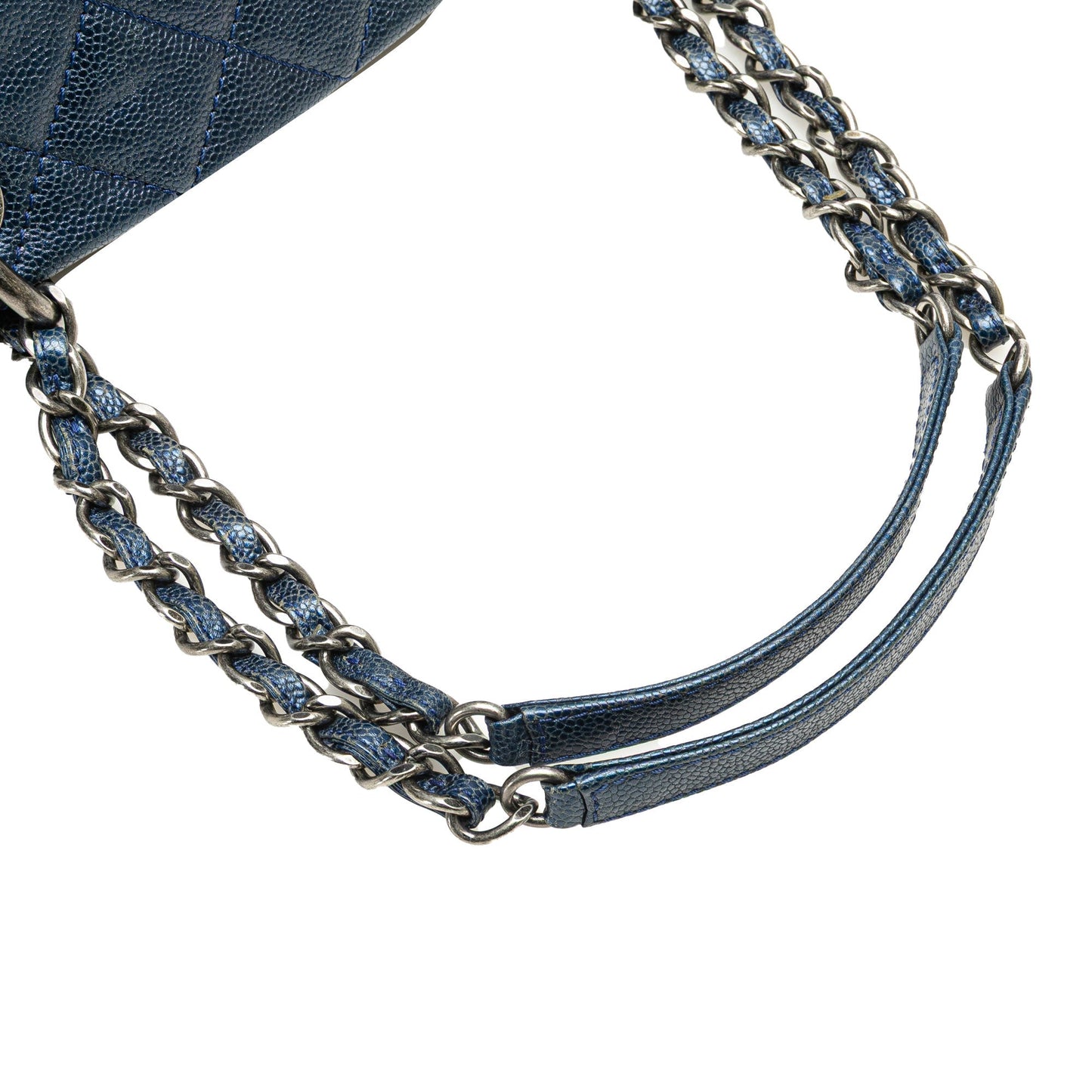 Blue Chanel Quilted Iridescent Caviar Chic Shopping Tote
