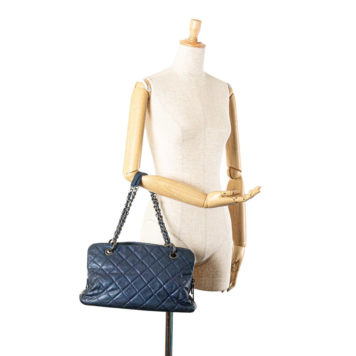Blue Chanel Quilted Iridescent Caviar Chic Shopping Tote