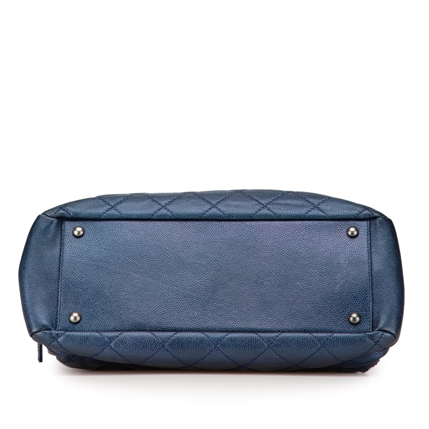 Blue Chanel Quilted Iridescent Caviar Chic Shopping Tote