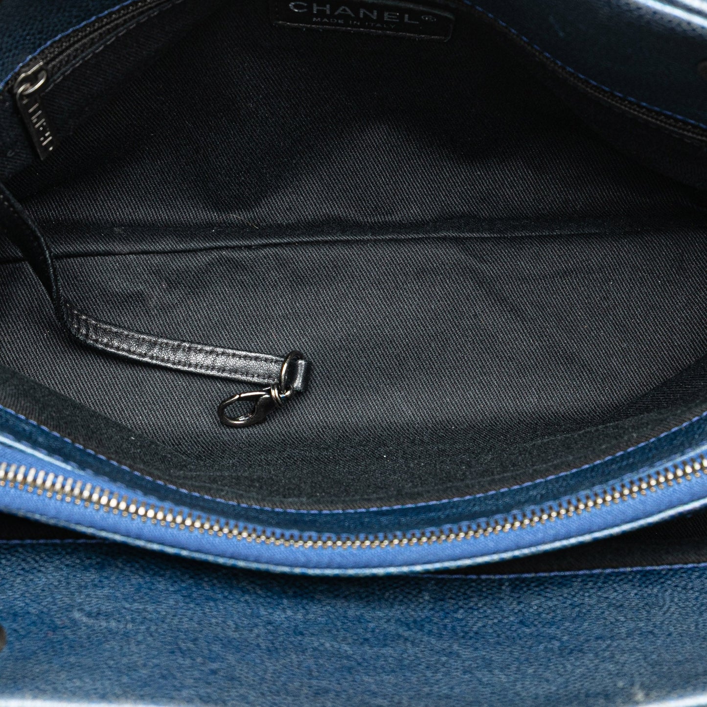 Blue Chanel Quilted Iridescent Caviar Chic Shopping Tote