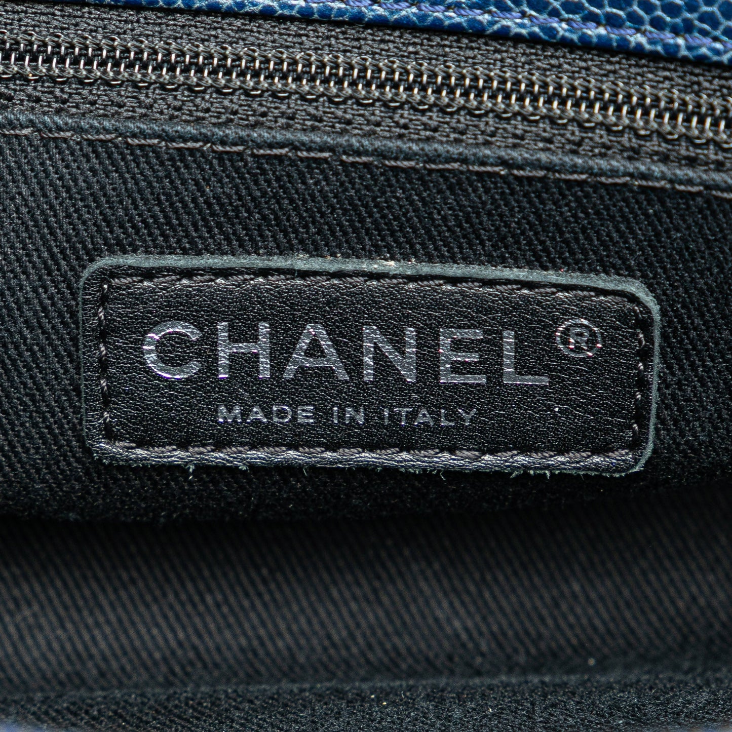 Blue Chanel Quilted Iridescent Caviar Chic Shopping Tote