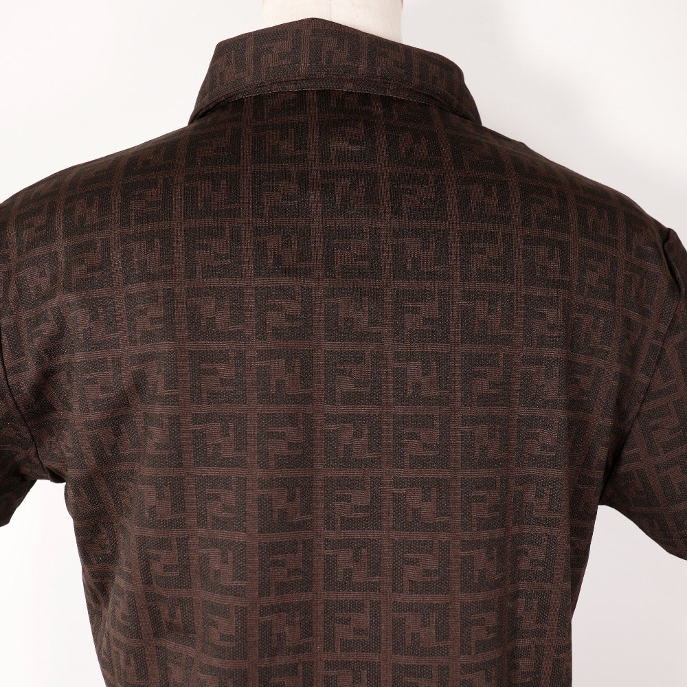 FENDI Short sleeve polo shirt Rayon Brown Zucca Women 42 Used