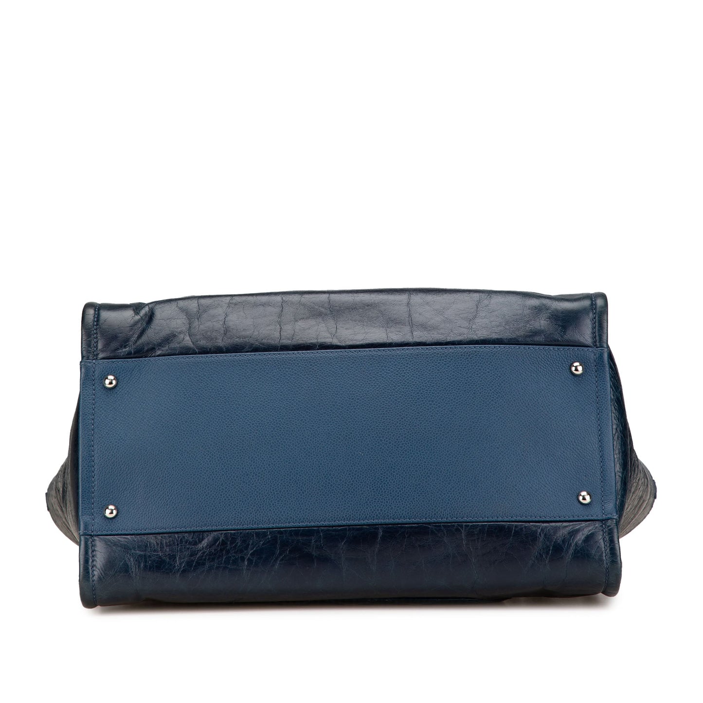 Blue Chanel Medium Glazed Calfskin and Caviar Deauville Tote Satchel