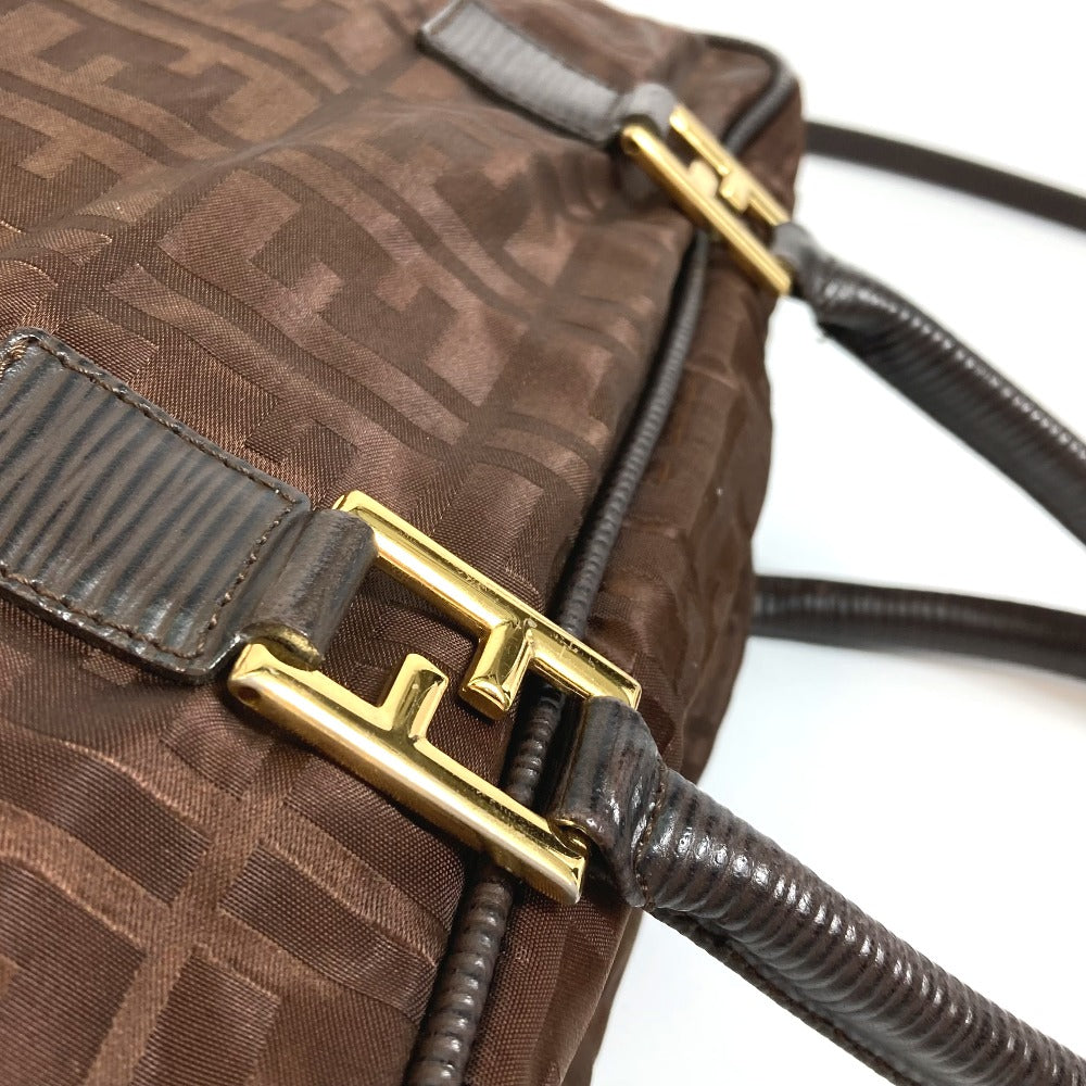 FENDI Tote Bag Nylon / leather Brown Zucca FF pattern Women Used