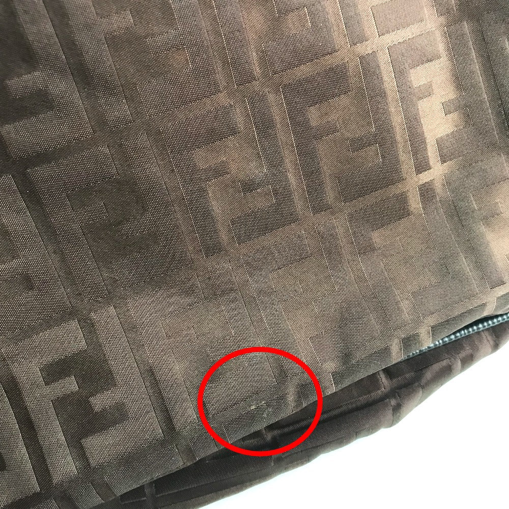 FENDI Tote Bag Nylon / leather Brown Zucca FF pattern Women Used