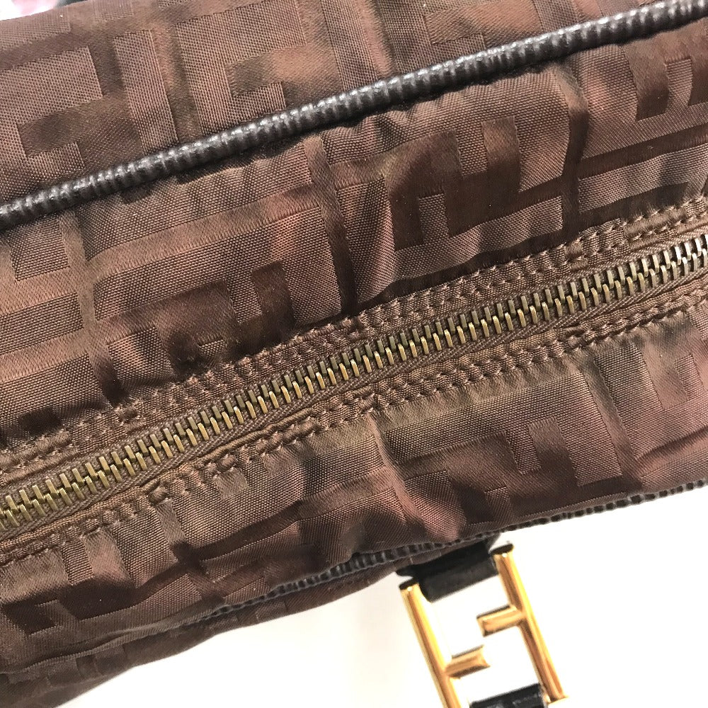 FENDI Tote Bag Nylon / leather Brown Zucca FF pattern Women Used