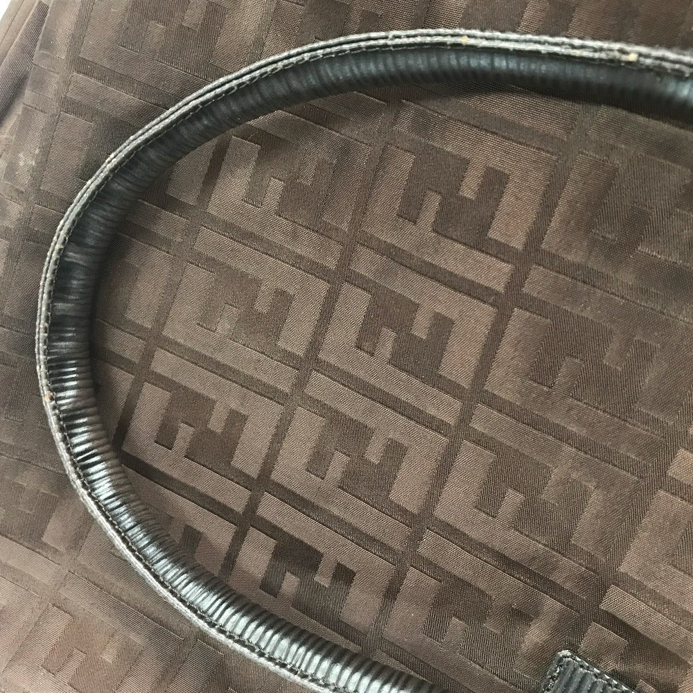 FENDI Tote Bag Nylon / leather Brown Zucca FF pattern Women Used