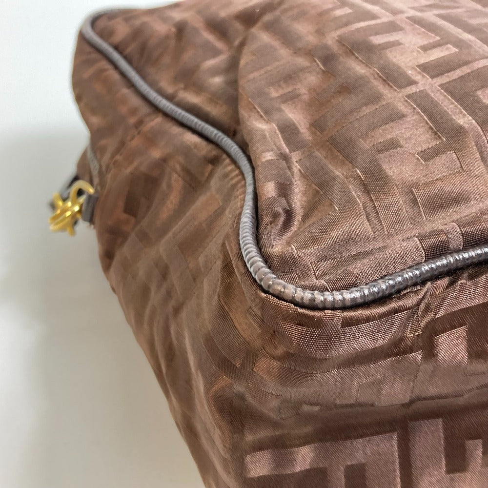 FENDI Tote Bag Nylon / leather Brown Zucca FF pattern Women Used