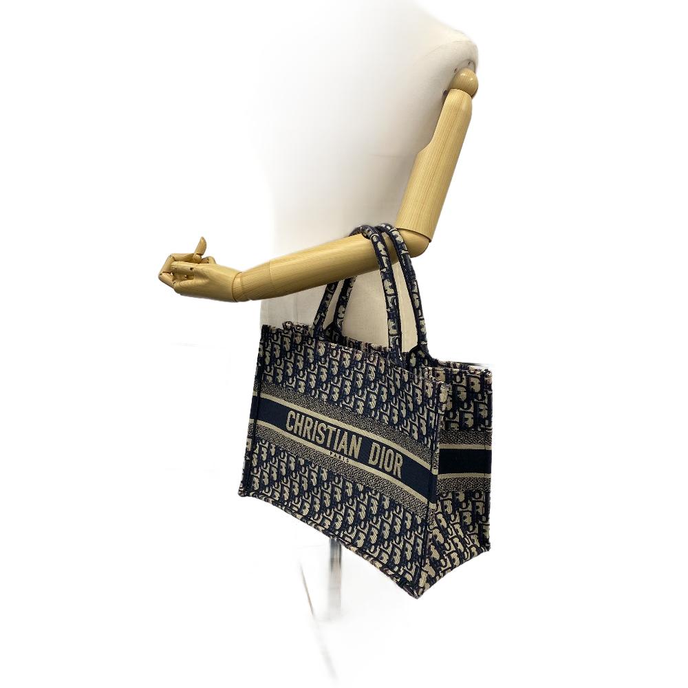 Christian Dior Tote Bag canvas Navy Small Book tote Women Used