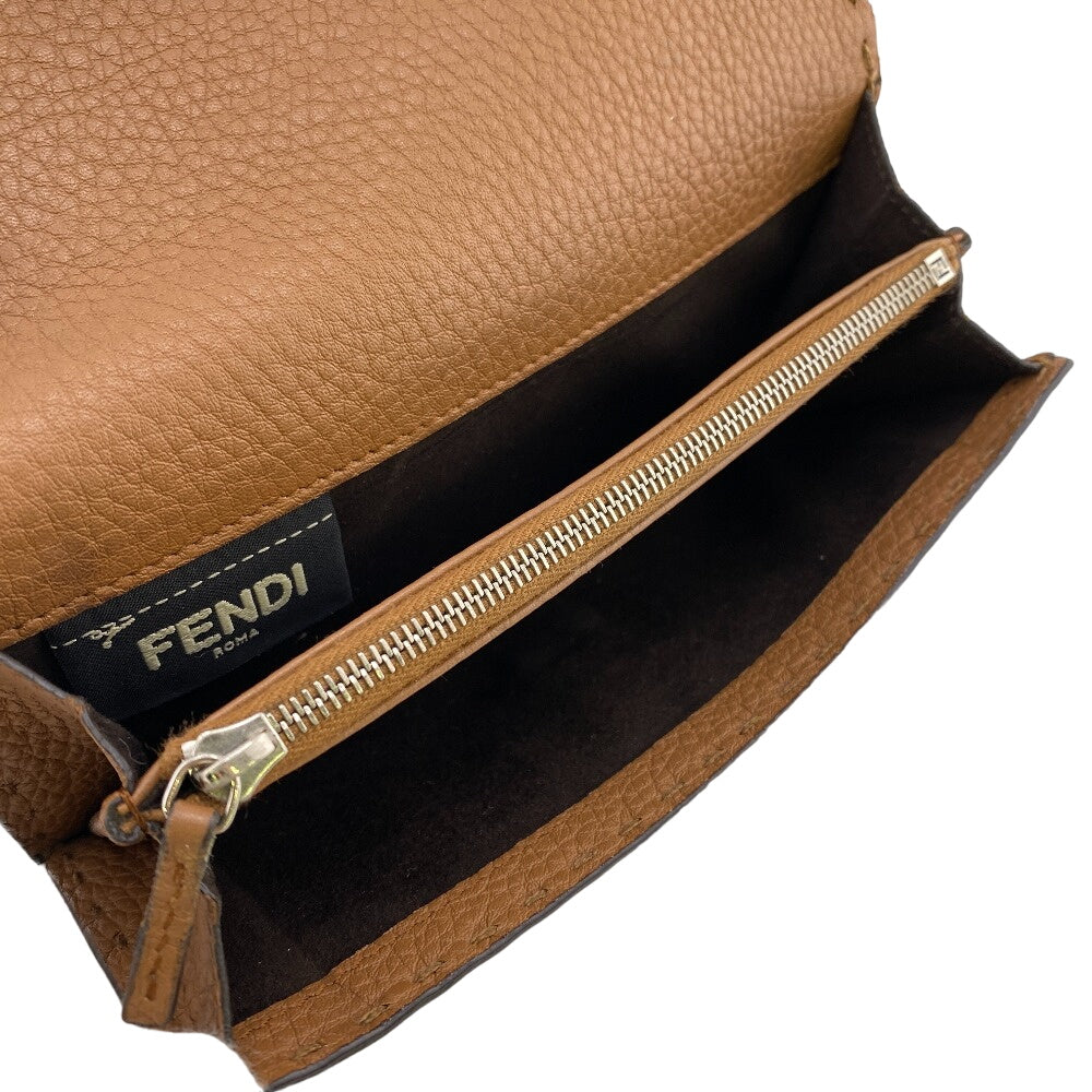 FENDI Long Wallet Purse 8M0308 leather Brown Celeria Peekaboo Women Used