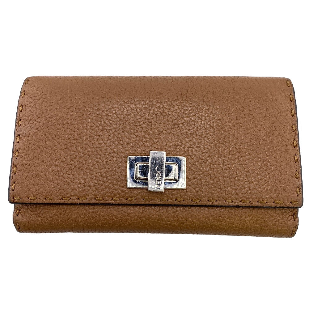 FENDI Long Wallet Purse 8M0308 leather Brown Celeria Peekaboo Women Used