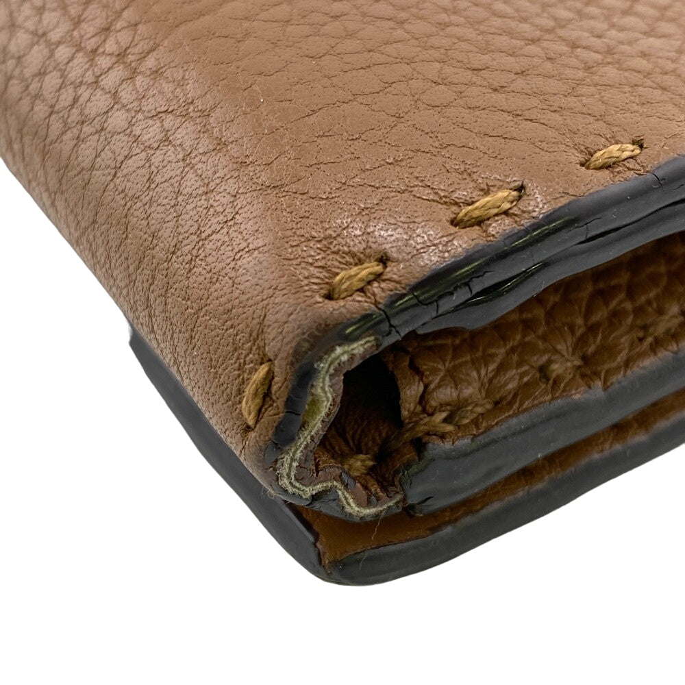 FENDI Long Wallet Purse 8M0308 leather Brown Celeria Peekaboo Women Used