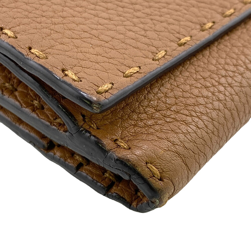 FENDI Long Wallet Purse 8M0308 leather Brown Celeria Peekaboo Women Used