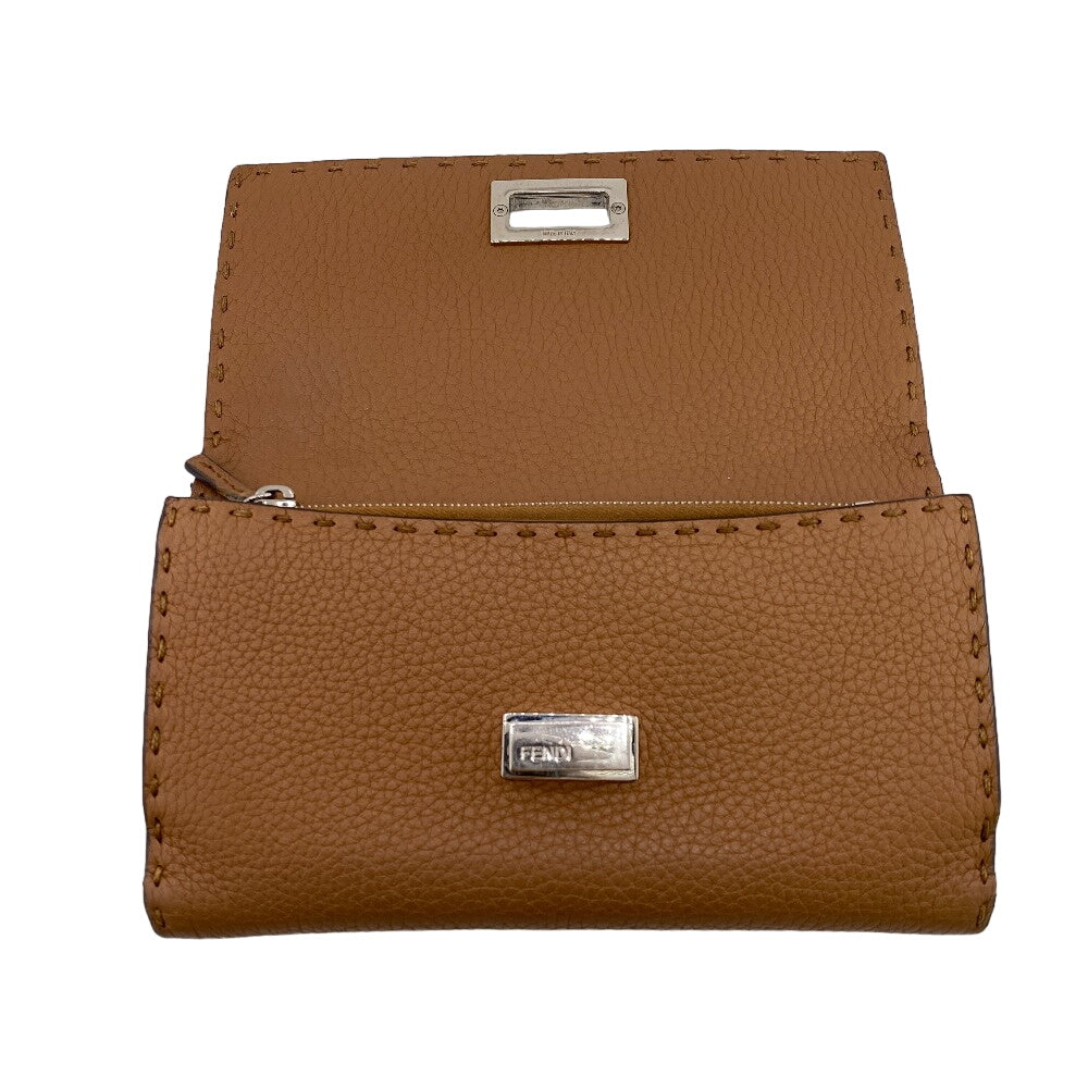 FENDI Long Wallet Purse 8M0308 leather Brown Celeria Peekaboo Women Used