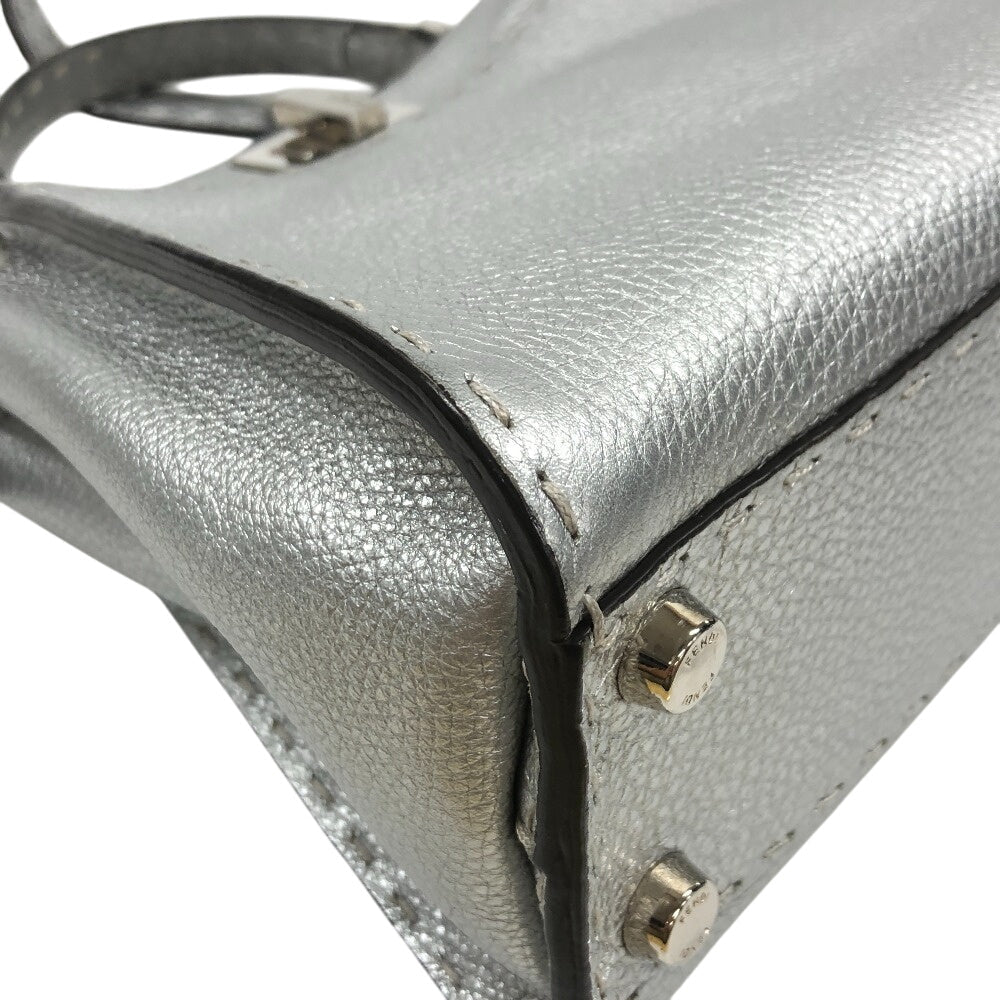 FENDI Handbag 8BN244 leather Silver Mini Pea Kaboo 2way