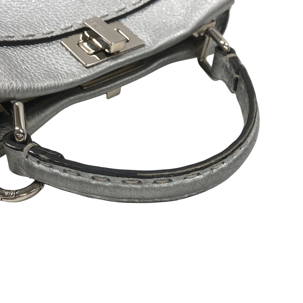FENDI Handbag 8BN244 leather Silver Mini Pea Kaboo 2way