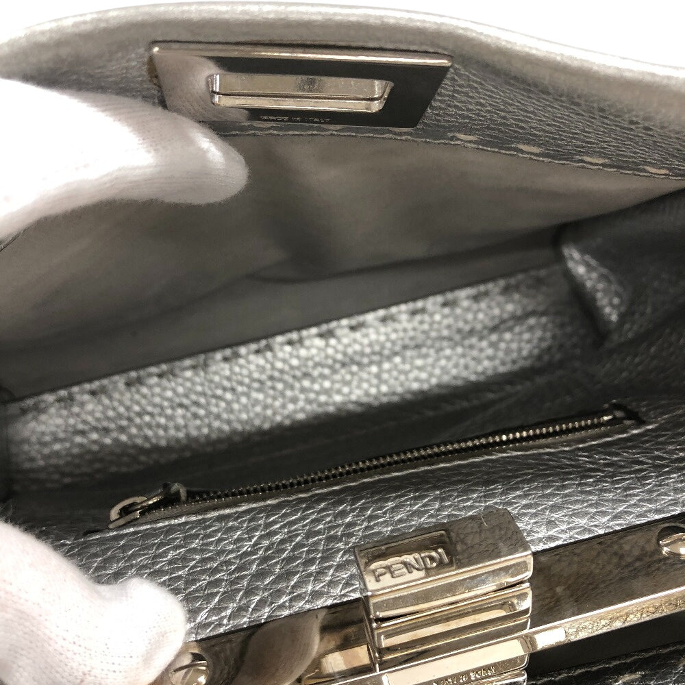 FENDI Handbag 8BN244 leather Silver Mini Pea Kaboo 2way