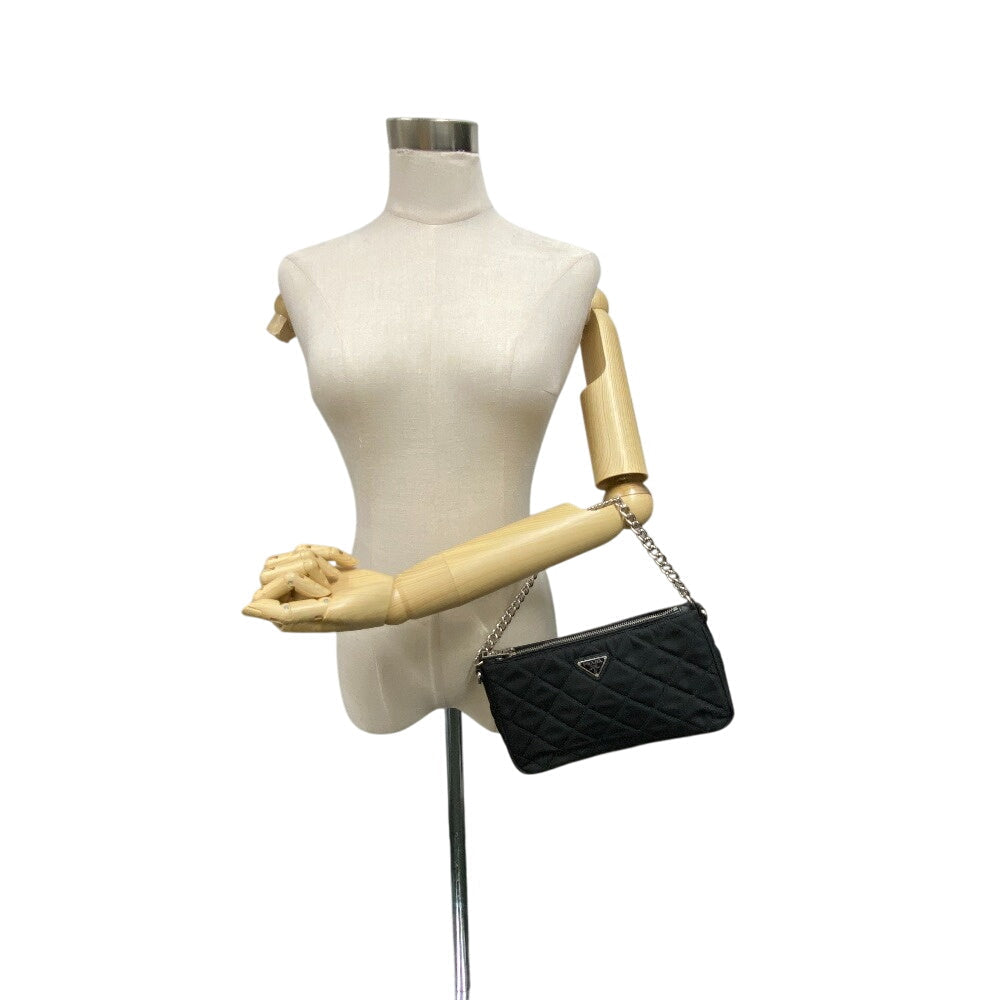 PRADA Handbag 1BH026 Nylon black Triangular plate test input