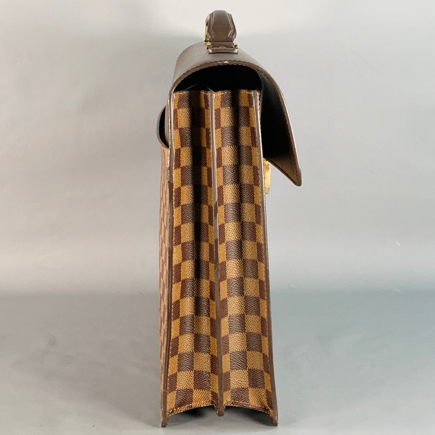 LOUIS VUITTON Ebene Brown Beige Damier Leather Coated Canvas Briefcase Bag