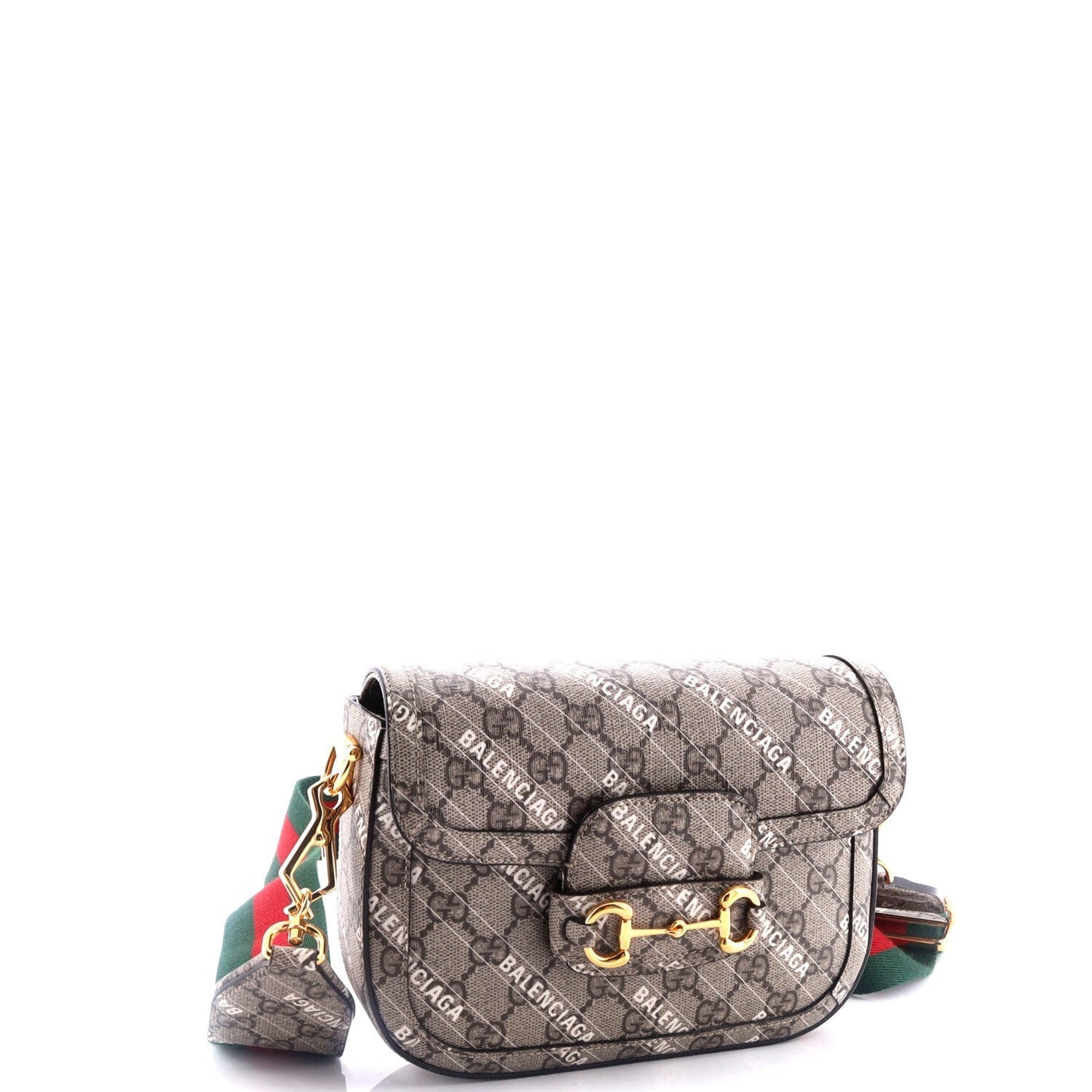 x Balenciaga The Hacker Project Horsebit 1955 Shoulder Bag GG Coated Canvas Mini