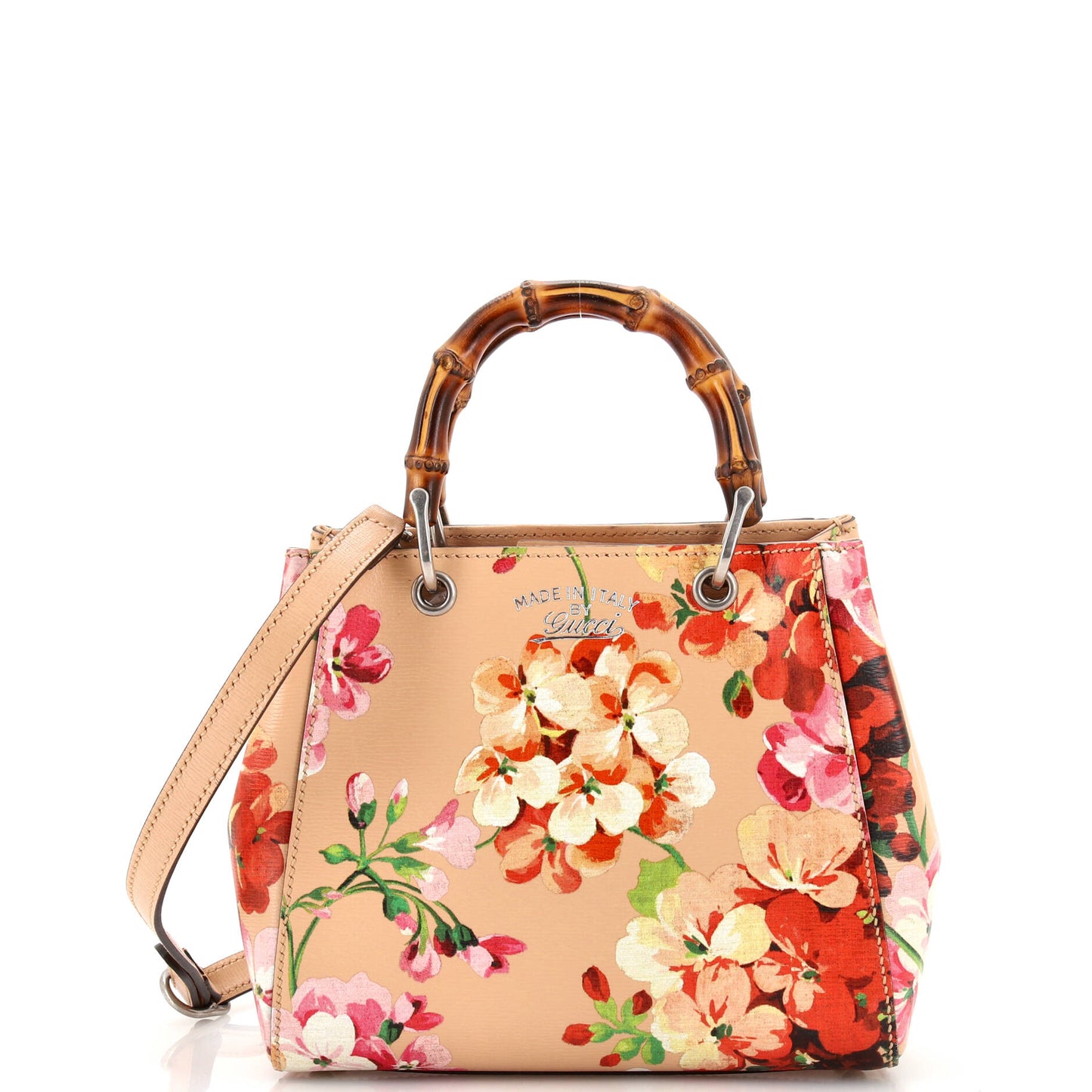 Bamboo Shopper Tote Blooms Print Leather Mini